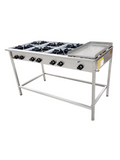 Anafe Industrial a gas 6 platos de 18 cm con Plancha Churrasquera.
