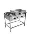 Plancha churrasquera Industrial a gas 50 x 70 cm de acero con 2 quemadores