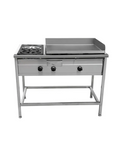 Plancha churrasquera Industrial a gas 50 x 70 cm de acero con 2 quemadores