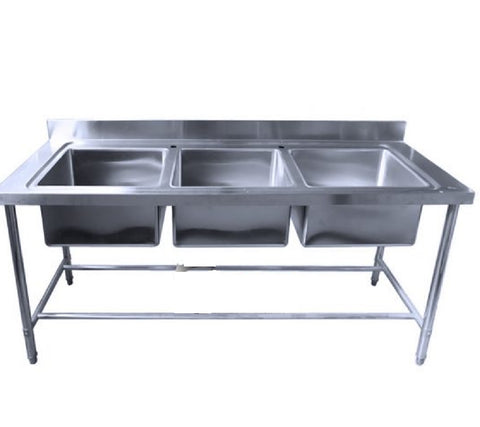 LAVAFONDO 3 TACHOS 45x45x28, SIN SECADOR 1600x650x901