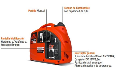Generador eléctrico a gasolina inverter 2 kVA